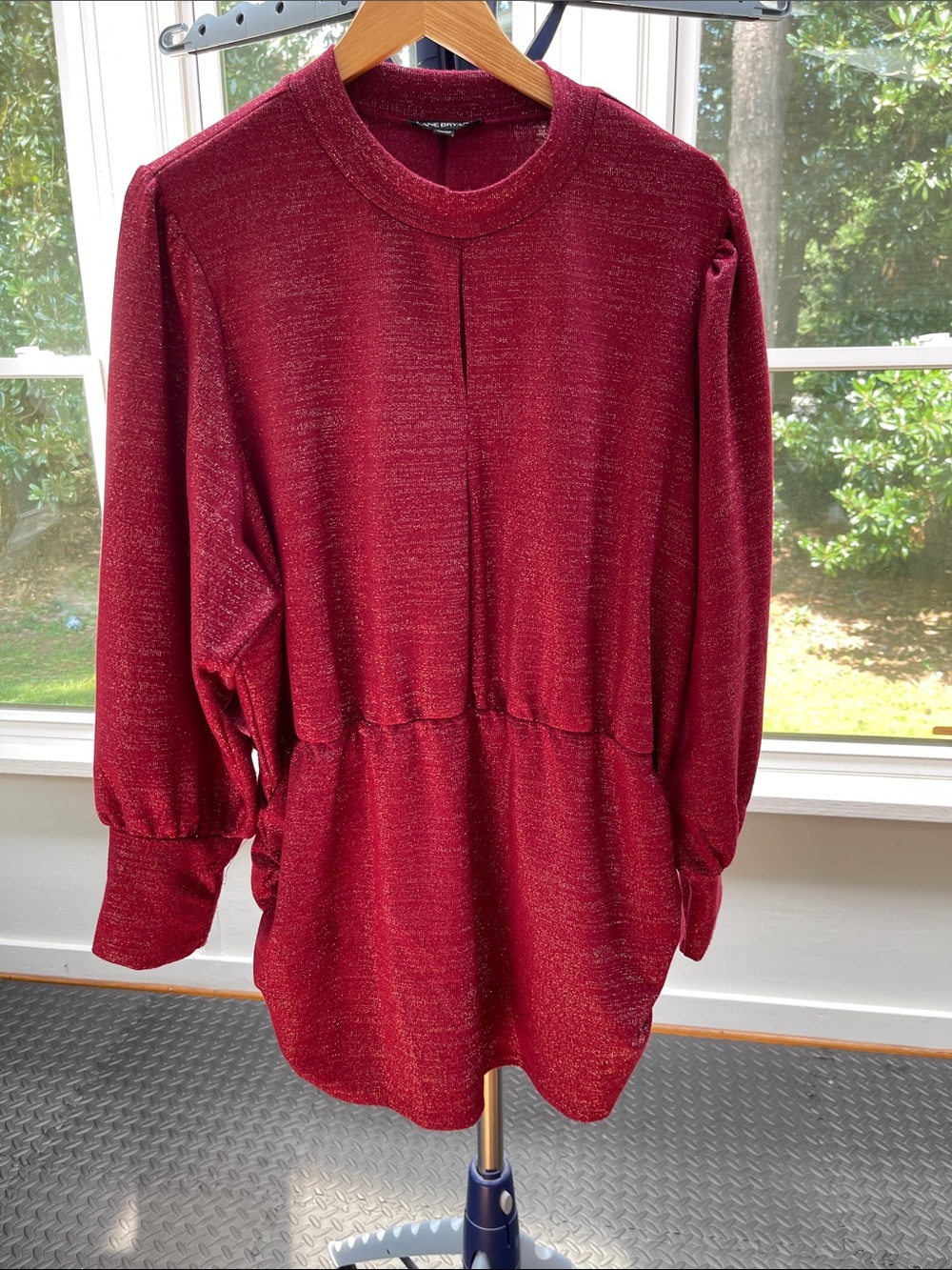 Lane Bryant Red Long Sleeve Tunic with Mandarin Collar - Picture 12 of 15